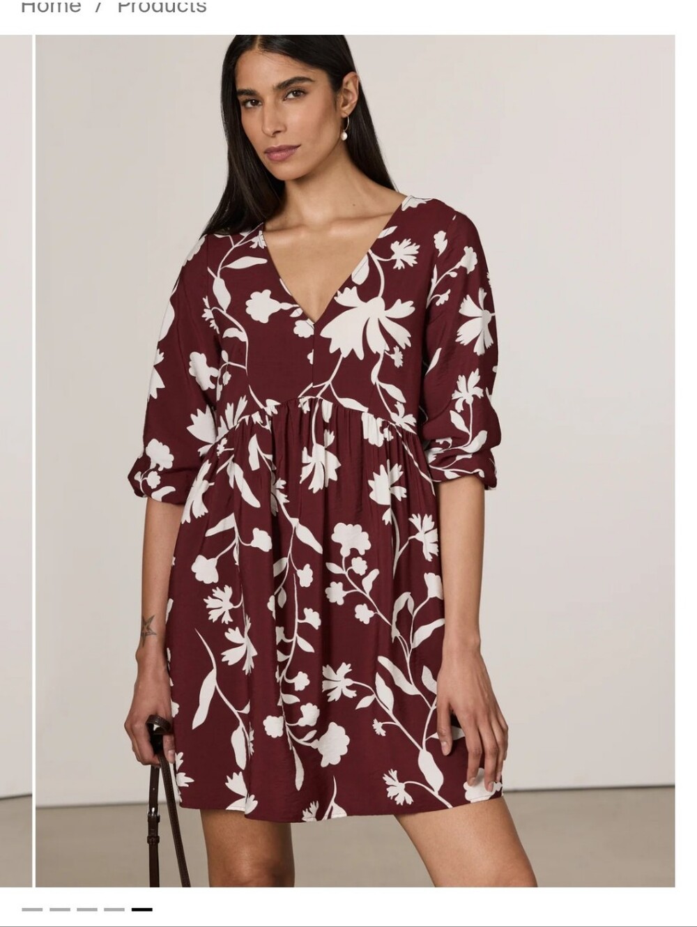 Long Sleeve V-neck Empire Cut Mini Dress